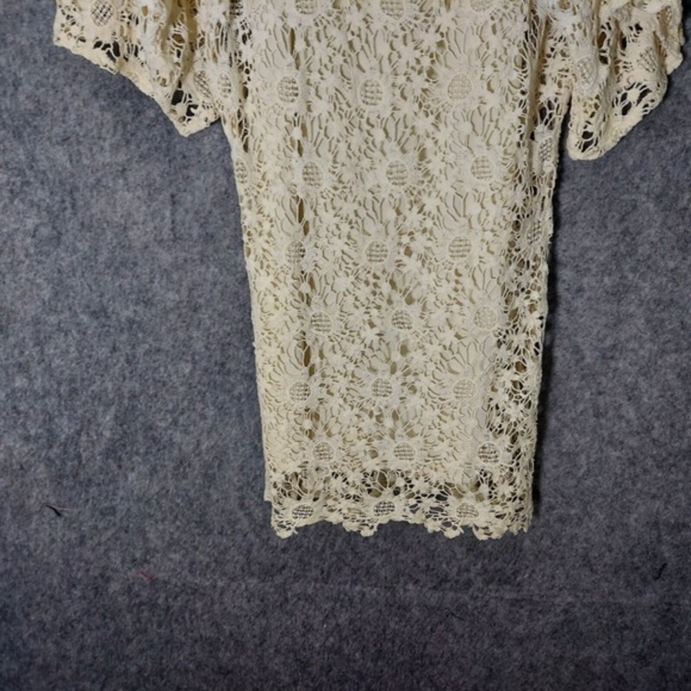 Venus Dress M Floral Crochet Kimono Sleeve Cream Festival Boho Romantic Coastal - Picture 5 of 10